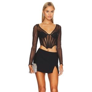 bardot revolve sequin mesh corset top